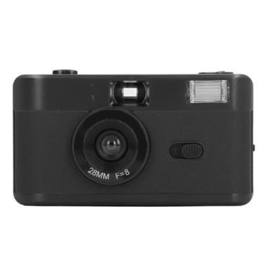 Imagem de XUMIUZIY Câmera de filme de 35 mm, reutilizável com flash, retrô, suporta filme preto e branco de 135 mm ou 35 mm, lente F/8 de 28 mm, velocidade do obturador de 1/120s (preto)