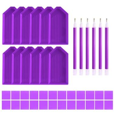 Imagem de LYMUSUMI 42 peças de ferramentas de pintura de diamante 5D e kits de acessórios com 12 bandejas de pintura de arte de diamante, 24 peças de argila de cola, 6 canetas de pintura de arte de diamante