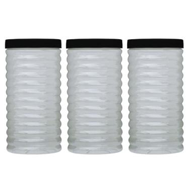 Imagem de Kit 3 Pote Plastico Multiuso Organizador Cozinha 1,5LT Ondulado (Fumê)