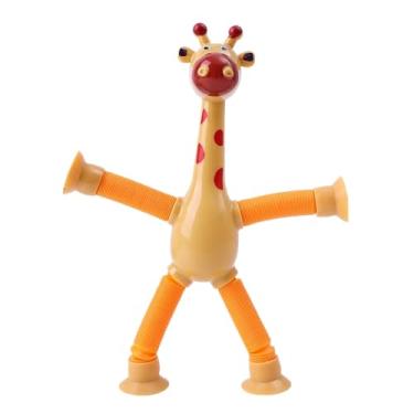 Imagem de Girafa Estica Pop It 1 Unidade Telescópica Tubo Led Gruda Brinquedo Infantil Estica Puxa (amarelo)