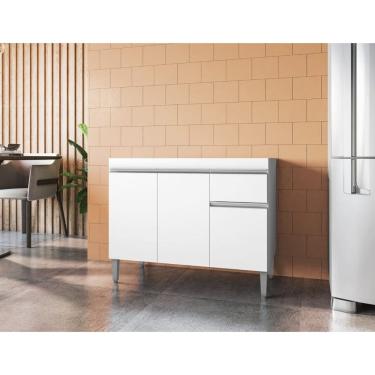 Imagem de Balcão de Cozinha Tatiane 100cm Branco S/Tampo - AJL Móveis