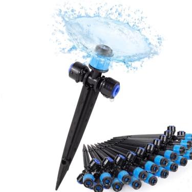 Imagem de Kit de 21 unidades de emissores de irrigação por gotejamento ajustáveis (em forma de ventilador) - Conexão rápida para tubos de 0,6 cm, sistema de ajuste duplo - gotejadores fáceis de instalar para