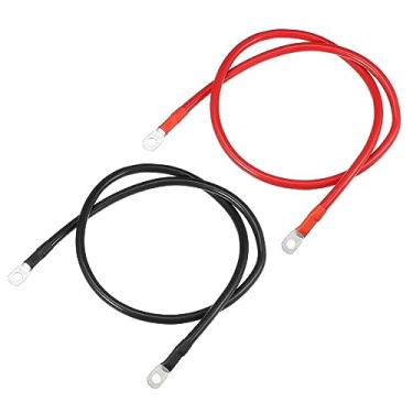 Imagem de VekAuto 1 par de cabos inversores de bateria de cobre, calibre 6 AWG, cabo de bateria universal de 91 cm, para uso solar, veículos, trailers, durável, cobre puro, preto, vermelho com anel de 1,8 mm