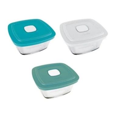 Imagem de Jogo De 3 Potes Facilita Vap 500ml C/ Tampa Vidro Marmita - Nadir Figu