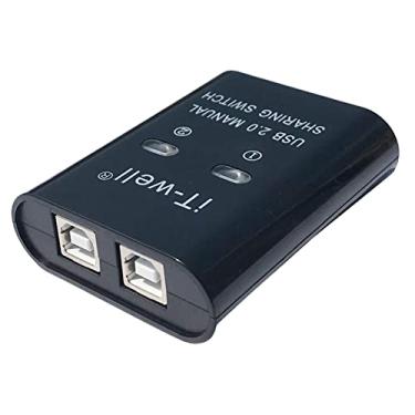 Imagem de AsrMyjcx Switch de Compartilhamento Manual USB 2.0 KVM Switching Plug And Transfer 2 Computadores Compartilham 1 Dispositivo USB, Preto