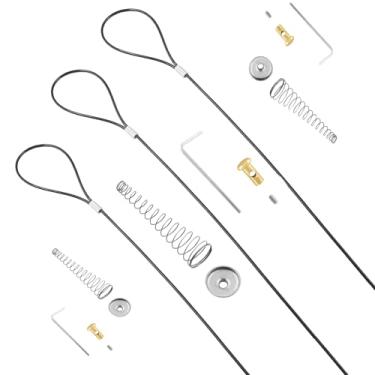 Imagem de Biaungdo 3 conjuntos de puxadores de cabo de trinco de portão, mola preta com abridor de porta ajustável de 5 cm a 15 cm para trinco de portão para cerca de madeira de metal, jardim, puxador de portão
