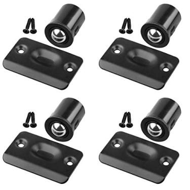 Imagem de HOMOTEK Pacote com 4 unidades de captura de bola com placa de ataque para portas de armário, preto, 33/16" x 1-1/8", bola de tensão ajustável