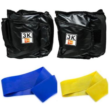 Imagem de Kit Caneleira/Tornozeleira Peso 3Kg + Mini Band Níveis Leve e Média 1 
