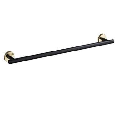 Imagem de Acessórios para banheiro preto/dourado - Toalheiro com suporte para papel de seda | Conjunto de 3 peças para montagem em parede, toalheiro de 50 cm