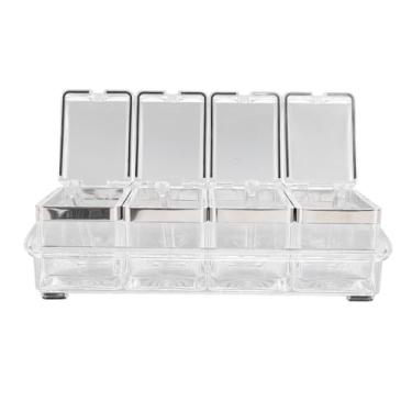 Imagem de Fafeicy Jogo de Caixa de Parada de 4 -Zell Transparente Com Uma Colher, Organizadores de Acrílico Transparente, Estoques de Cozinha de Hotel