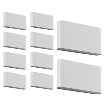 Imagem de Kit 15x Arandela Externa Slim Pastilha Alumínio Branca Facho Duplo LED 3000K 12W IP45 Bivolt