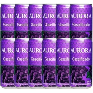 Imagem de Suco de Uva Gaseificado Aurora: Lata de 269 ml Combo com 12 Unidades, Bebida Refrescante e Sem Conservantes, Baixo em Sódio (269ml, Uva tinto)