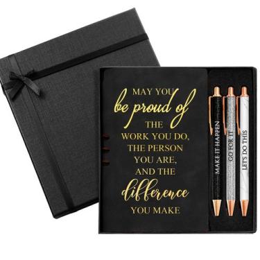 Imagem de Conjunto de presentes Resurhang Leather Journal Notebook com 3 canetas