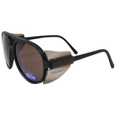 Imagem de TITUS Óculos de sol G35 Retro Aviator Z87, proteção para os olhos com proteção lateral para motocicleta, óculos de segurança aprovados DOT ANSI CE (bronze médio)