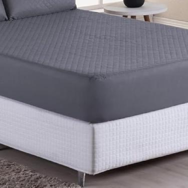 Imagem de Capa Protetora/Protetor de Colchão Impermeável - Antialérgica e Antibacteriana - Vários Tamanhos - Matelassê Impermeável Quadriculado (Cinza, Queen)