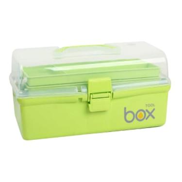 Imagem de FashionCha Caixa Portátil Pequena Caixa de Remédios 3 Camadas Compacta Multiuso Caixa de Ferramentas Dobrável Kit de Primeiros Socorros Caixa Médica para Local D, Verde