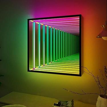 Imagem de Lâmpada De Túnel De Espelho Infinito De Um Lado Led 3d Espelho Night Light Sensorial Infinity Light Para Decoração De Festa De Sala De Estar Em Casa, 70cm