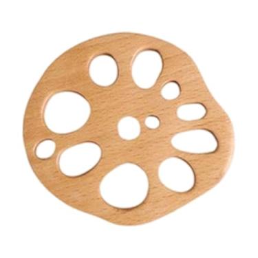 Imagem de Bothyi Porta-copos de madeira para canecas, fatia de lótus, antiderrapante, multifuncional, presente de aniversário, porta-copos para bebidas, escritório, 1 Pedaço