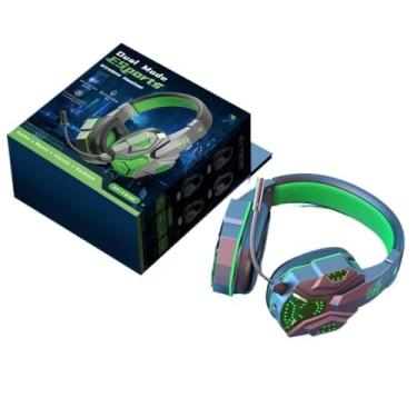 Imagem de Fones de ouvido sem fio do Bluetooth 5.0 Gamers com fones de ouvido com fio de microfone para cancelamento de ruído para telefone,Green