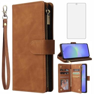 Imagem de Asuwish Capa carteira compatível com Samsung Galaxy A56 5G, protetor de tela de vidro temperado e capa flip de couro, suporte para cartão, acessórios de celular, capas de telefone robustas para A 56