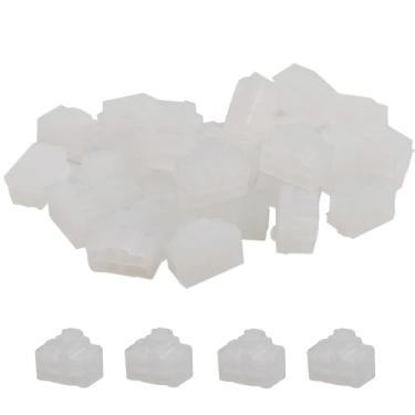 Imagem de PDETVEO 40 peças de capas de porta RJ45, tampas protetoras de poeira Ethernet de silicone para comutador de rede, roteador, computador e portas de TV (branca)