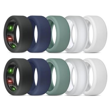 Imagem de BandRain Pacote com 10 capas para Oura Ring Gen 4 e 3/ULTRAHUMAN Ring AIR, capa protetora de silicone elástico antiarranhões acessórios para mulheres e homens malhando academia (10 cores - conjunto 4