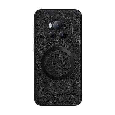 Imagem de Capa compatível com Honor Magic 6 Pro, couro PU, à prova de choque, compatível com Honor Magic 6 Pro, capa preta