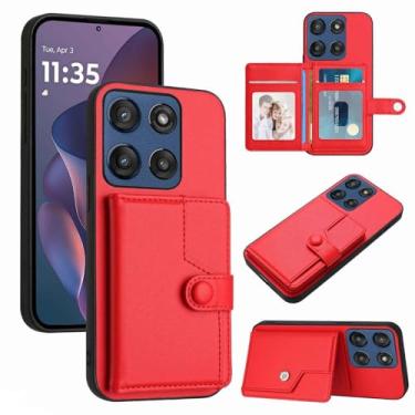 Imagem de Moment Dextrad Capa para Moto G Stylus 2025 com porta-cartões, carteira com 5 compartimentos múltiplos, bloqueio RFID, proteção de camada dupla de couro TPU interior, capa flip com suporte para Moto G