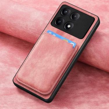 Imagem de Capa de couro 2 em 1 com cartões magnéticos removíveis para Xiaomi Redmi Note 13 Pro 12 11 13C F5 13T 10 Pocket, rosa, para POCO X6Pro