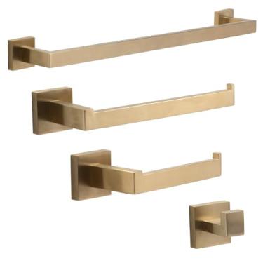 Imagem de Kit Acessórios Premium 4 Peças Inox 304 Para Banheiro Lavabo (Dourado Escovado)