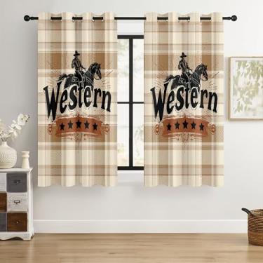 Imagem de Cortinas blackout caubói ocidentais – 100% blackout rústico estilo rodeio ocidental e cowboy, redução de ruído com isolamento térmico para quarto, sala de estar e caverna masculina (estrela ocidental