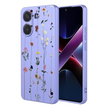 Imagem de KOARWVC Capa de telefone para Redmi Turbo 4, capa para Xiaomi Poco X7 Pro, design fofo com estampa de flor, fina, protetora, macia, amortecedora, TPU para Xiaomi Poco X7 Pro 5G Purple Garden