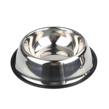 Imagem de Comedouro Pequeno Pet Tigela Aço Inox com Base Antiderrapante - Genéri