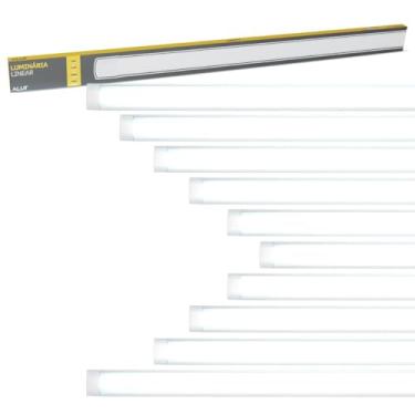 Imagem de Kit 10 Luminarias ALUT LED Linear 40W 6500K Branco Frio, 50cm Sobrepor Slim Bivolt, Uso Interno para Salas e Escritórios