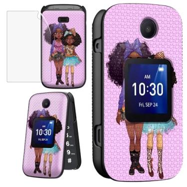Imagem de ACWDMKH Capa para Alcatel Go Flip 4 / TCL Flip Pro/TCL Classic Phone com protetor de tela para mulheres capa protetora rígida fina com capa de telefone texturizada antiderrapante, menina