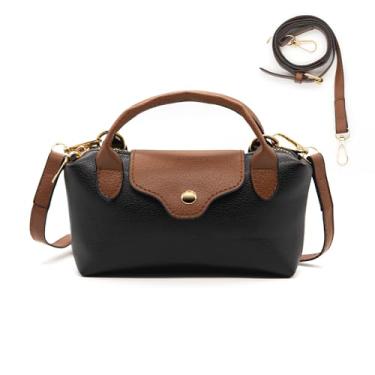 Imagem de Long Keeper Mini bolsa transversal feminina de couro vegano pequena bolsa de ombro alça superior bolsa Hobo bolsa clutch para telefone, Preto, One Size, Mini bolsa de mão longa com alça superior de