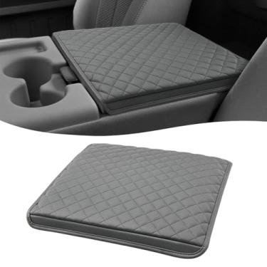 Imagem de KBH Capa de apoio de braço para console central para assento de salto 2011-2016 Ford F250 F350 Super Duty, protetor de almofada de tampa de console médio, couro de vinil, antiarranhões, cinza