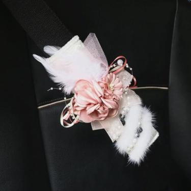 Imagem de MINGZAIQIPEI Acessórios interiores automotivos estilo flor branca bonito carro quatro estações ajuste universal maioria dos carros SUV (2 peças ombreira)