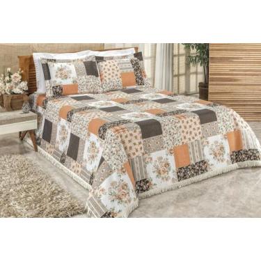 Imagem de kit Cobre Leito Casal Padrão La Bella 3 Peças Tecido Estampado Patchwo