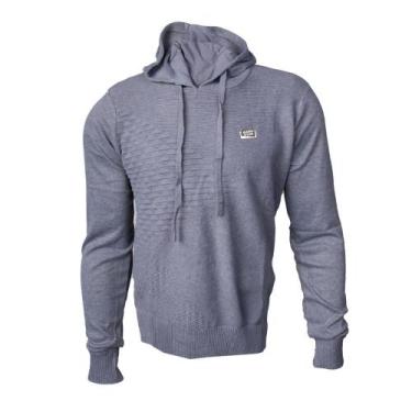 Imagem de Suéter Masculino Gangster Capuz Tricot Macio Cinza, Cinza, G