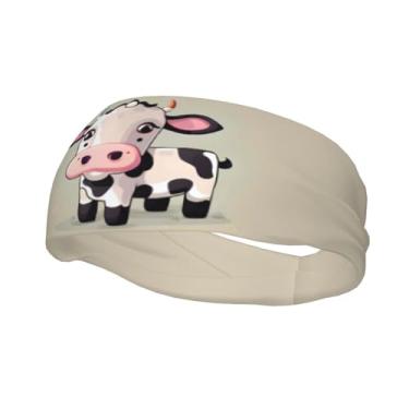 Imagem de Bandanas de corrida para homens e mulheres, lindas faixas de suor brancas de vaca com absorção de umidade, faixas de suor esportivas modernas e atléticas, faixa de cabelo elástica para tênis, basquete