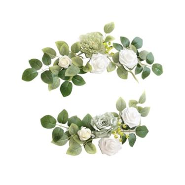 Imagem de Sclmgo Conjunto de 2 Flores Artificiais para Decoração de Arco de Casamento, Acessórios para Placa de Boas-vindas, Estilo B