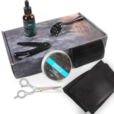 Imagem de Castrap Care Set -7 Peças, Creme Para Barba, Óleo De Barba, Rolo De Microagulha De 0,3 Mm, Tesoura, Pente, Pano De Avental