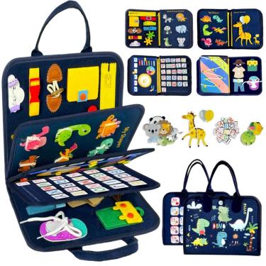 Imagem de Busy Board Book Qizfun Dinosaur Montessori Toy de 1 a 4 anos