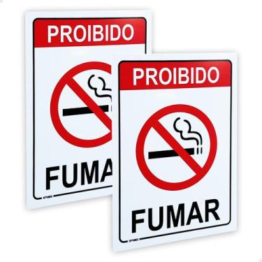 Imagem de 2 Placas Proibido Fumar Plaquinha Não Fume Aviso Lei 20x15 - SPORTINOX