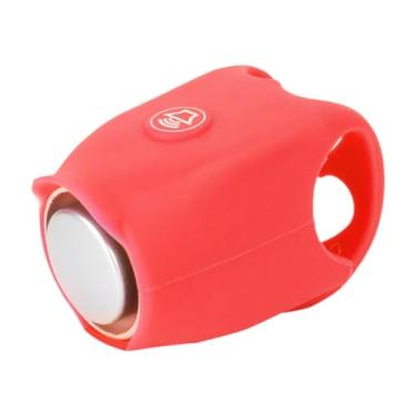 Imagem de Baoblaze Buzina de bicicleta elétrica Buzina de bicicleta Som ajustável para adultos Crianças Portátil Silicone IPX4 À prova d'água Alarme de Campainha de, Vermelho