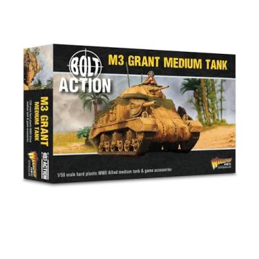 Imagem de Wargames Delivered - Warlord Games - Tanque médio M3 Grant escala 1/56 com kit de modelo britânico da Segunda Guerra Mundial para Bolt Action e Achtung Panzer com decalques, cartão estatístico e