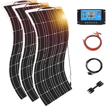 Imagem de Kit De Painel Solar De 800 W, Kit De Painel Solar Monocristalino Flexível De 400 W Painel Solar 60a Controlador Solar Para Casa, Caravana, Barco, Three