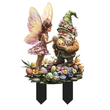 Imagem de WGKOMEGE Decoração de estaca de jardim de fadas, placa de elfo de acrílico plano 2D, painel de decoração de elfo de quintal, acessórios de jardim de fadas para plantas de vaso de gramado externo