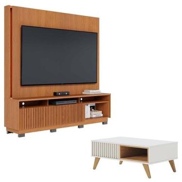 Imagem de Estante Home Theater Jordão Com Pés Freijó e Mesa de Centro Jeri Off W